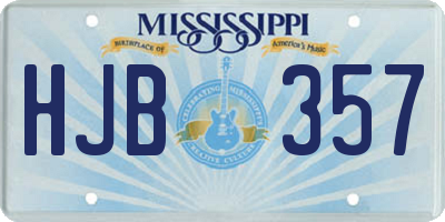 MS license plate HJB357