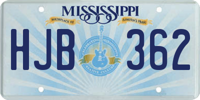 MS license plate HJB362