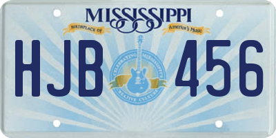 MS license plate HJB456