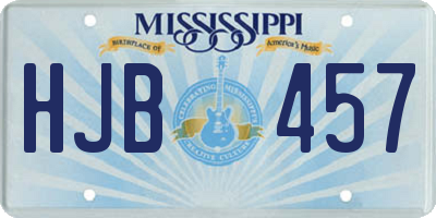 MS license plate HJB457