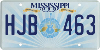 MS license plate HJB463