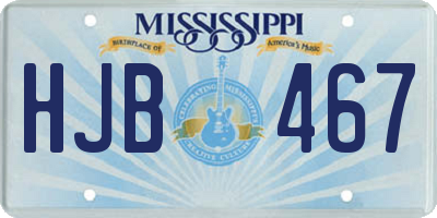 MS license plate HJB467