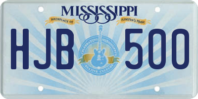 MS license plate HJB500