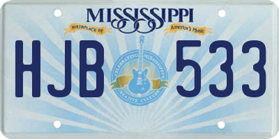 MS license plate HJB533