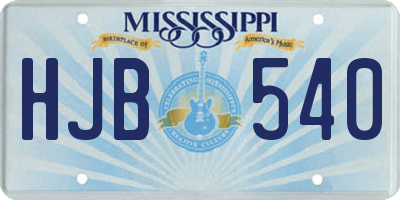 MS license plate HJB540