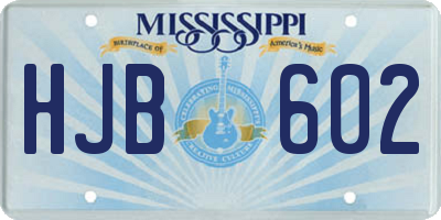 MS license plate HJB602