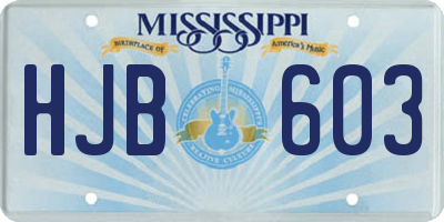 MS license plate HJB603