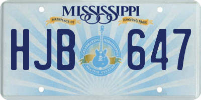 MS license plate HJB647