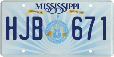 MS license plate HJB671