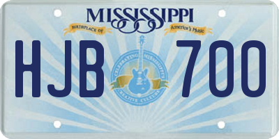 MS license plate HJB700