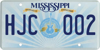 MS license plate HJC002