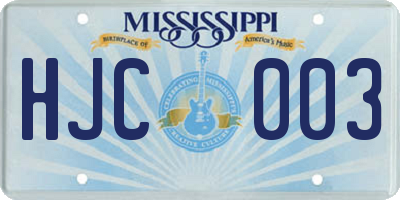 MS license plate HJC003