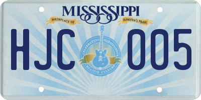 MS license plate HJC005