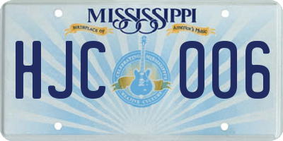 MS license plate HJC006