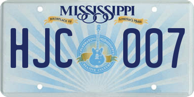 MS license plate HJC007