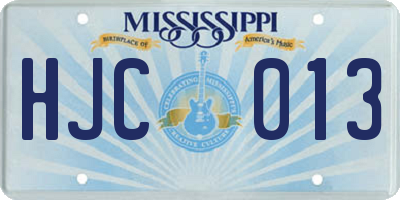 MS license plate HJC013