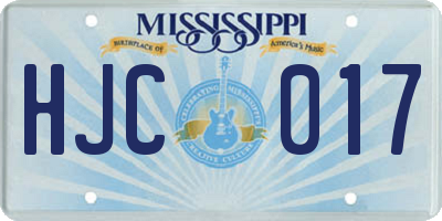 MS license plate HJC017