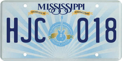 MS license plate HJC018
