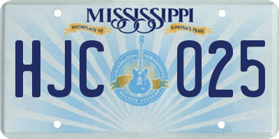 MS license plate HJC025