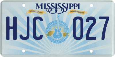 MS license plate HJC027