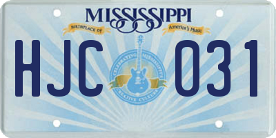 MS license plate HJC031
