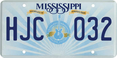 MS license plate HJC032