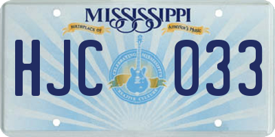 MS license plate HJC033
