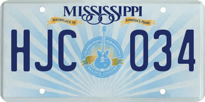 MS license plate HJC034