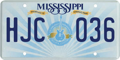 MS license plate HJC036