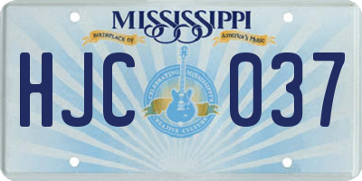 MS license plate HJC037