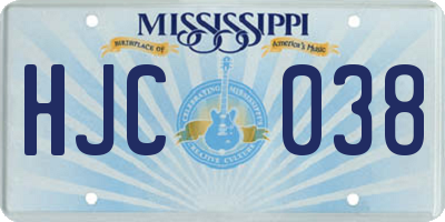 MS license plate HJC038