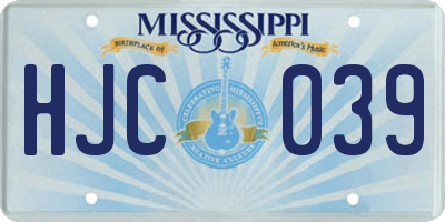 MS license plate HJC039