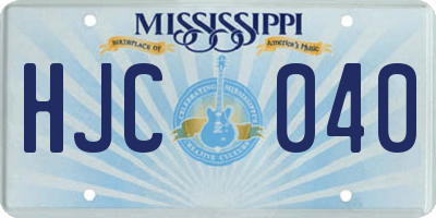 MS license plate HJC040
