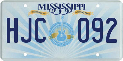 MS license plate HJC092