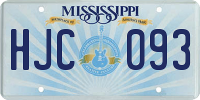 MS license plate HJC093