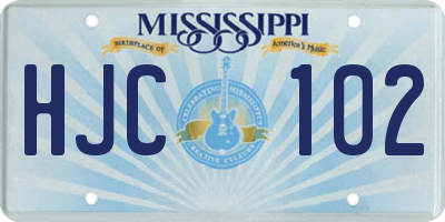 MS license plate HJC102