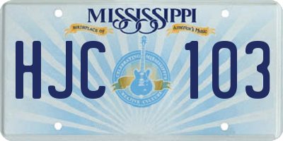 MS license plate HJC103