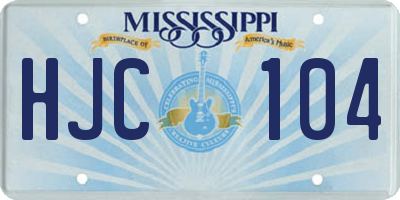 MS license plate HJC104