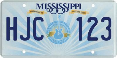 MS license plate HJC123