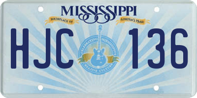 MS license plate HJC136