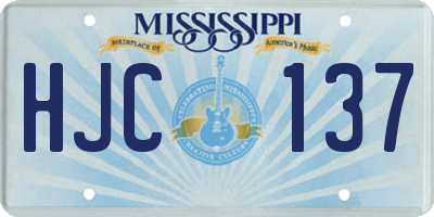 MS license plate HJC137