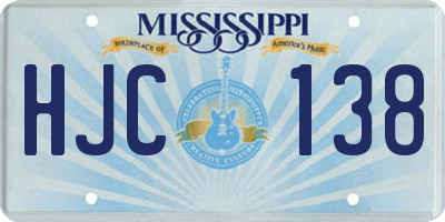 MS license plate HJC138