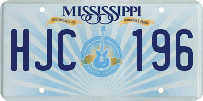 MS license plate HJC196