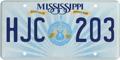 MS license plate HJC203