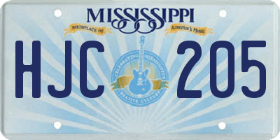 MS license plate HJC205