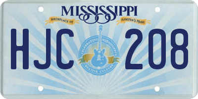 MS license plate HJC208
