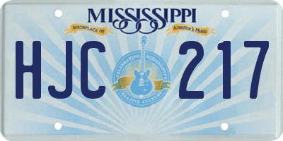 MS license plate HJC217