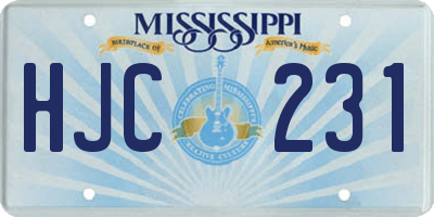 MS license plate HJC231