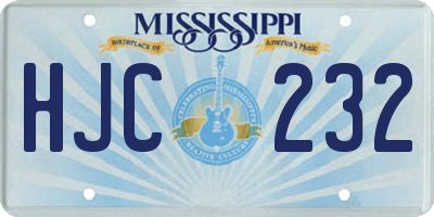 MS license plate HJC232