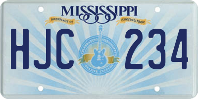 MS license plate HJC234